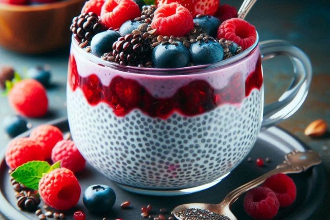 Pudim de Chia com Frutas Vermelhas